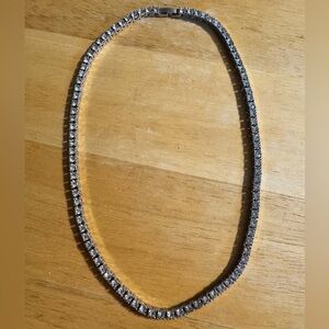 Statement Silver Tone Tennis Necklace